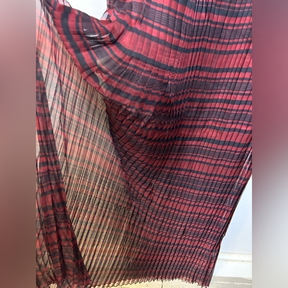 J.Lindeberg  Luna Printed Chiffon red/ Black  Bodysuit Pleated maxi Dress Sz 36 - Picture 9 of 9